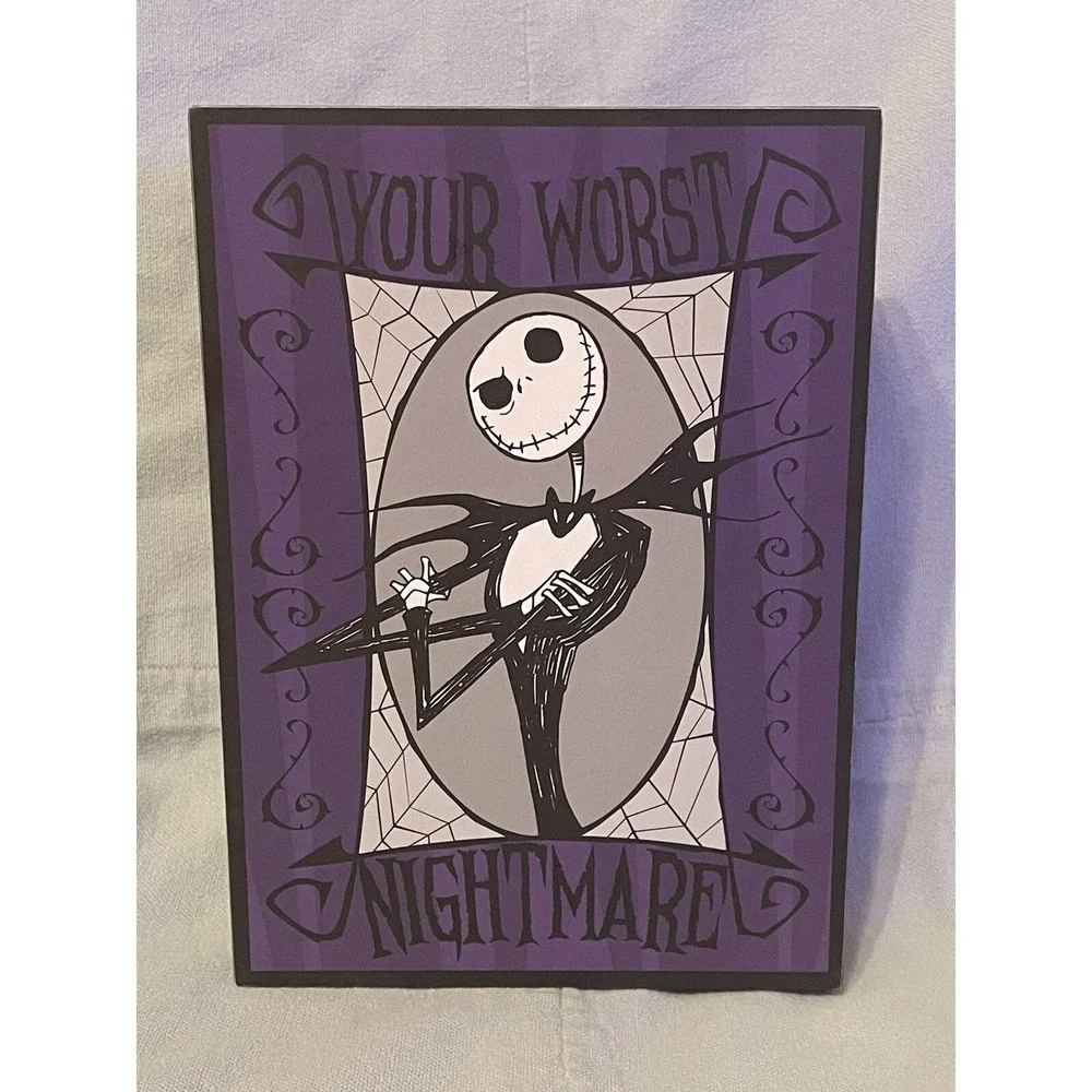 NEW Nightmare Before Christmas Purple Wood Box Art Jack "Your Worst Nightmare" - Picture 1 of 4